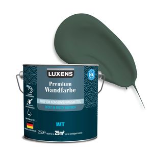 LUXENS - Premium Wandfarbe 2,5 l - Smaragdgrün  - Matt - Wände, Decken & Täfelungen - Anti-Allergen - Ohne endokrine Disruptoren - 25m²