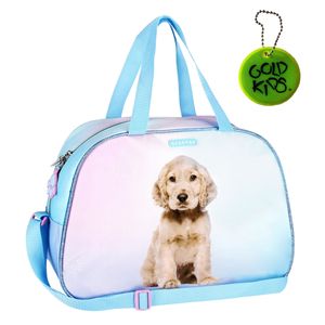 Sporttasche Kinder für Mädchen & Jungen - Umhängetasche mit Hunde Motiv - Schwimmtasche mit verstärktem Boden - Trainingstasche 40 cm x 25 cm x 13 cm