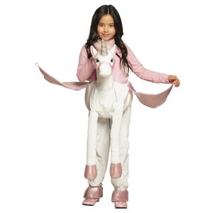 O5441 weiß-rosa Kinder Junge Mädchen Einhorn Kostüm Plüsch-Reittier Gr.ca. 3-5 Jahre