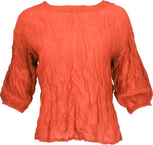 Boho Krinkelbluse, Blusenshirt, Crash Blusentop - Orange, Damen, Baumwolle, Blusen & Tunikas