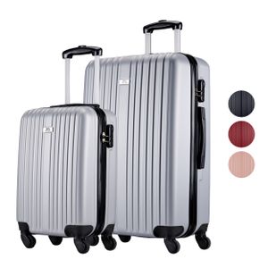 Slazenger Kofferset 2 Teilig - Handgepäck Koffer 35L und Reisekoffer 97L - Hartschalenkoffer - Silber