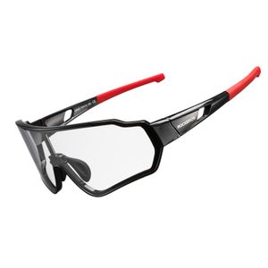 ROCKBROS Photochrom Radbrille Fahrradbrille UV400 Vollformatbrille Schwarz Rot