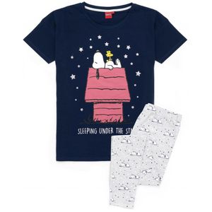 Peanuts - Dámské pyžamo s dlouhými kalhotami NS6532 (M) (námořnická modrá/šedá)