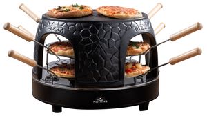 Bestron Pizzaofen für bis zu 8 Personen, Pizza dome für kleine Pizzen (Ø 10 cm), mit Keramik-Kuppel, ca. 12-15 Minuten Garzeit, 1150 Watt, Farbe: Schwarz