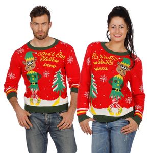 Weihnachtspullover Yellow Snow Rot/Grün XXL
