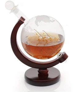 Glas Whiskykaraffe mit Weltkugel Karaffe eingravierter Weltkarte Whisky auch für Wein Likör Snaps