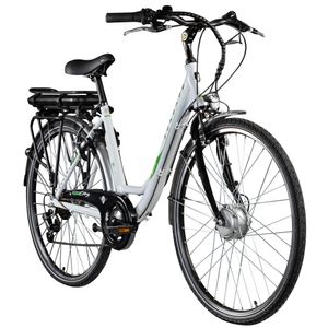 Zündapp Z503 E Bike Damen Fahrrad ab 155 cm 28 Zoll Pedelec mit tiefem Einstieg retro Hollandrad 7 Gang Schaltung Stadtrad StVZO, Farbe:weiß/grün, Rahmengröße:49 cm