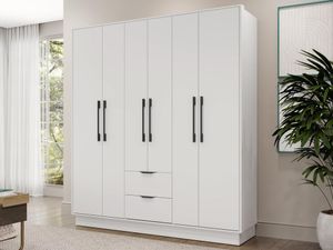 Kleiderschrank mit 6 Türen & 2 Schubladen - B 162 cm - Weiß - FEOVA
