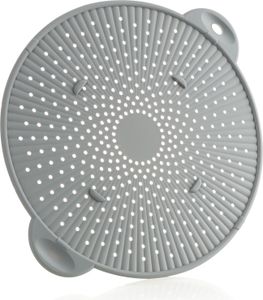 com-four® Silikon Spritzschutzdeckel für Töpfe und Pfannen - Dampfdeckel gegen Öl-, Fett- und Spritzflecken - Abtropfsieb mit Griffen - hitzebeständig und bpa-frei