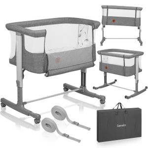 Lionelo Aurora 3in1 - Beistellbett, Babywiege, freistehendes Babybett - mit Matratze, mit Tragetasche, Stufenlose Höhenverstellung - Bis 9 kg - Grau Lionelo Aurora 3in1 - Beistellbett, Babywiege, freistehendes Babybett - mit Matratze, mit Tragetasche, Stufenlose Höhenverstellung - Bis 9 kg - Grau