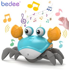 Baby Spielzeug, Krabbelnde Krabbe, Baby Musikspielzeug mit Lichter und Automatischer Vermeidung von Hindernissen, Geschenk für Kinder