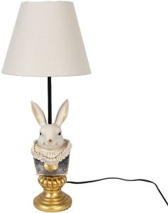 Clayre & Eef Tischlampe Kaninchen Ø 23x53 cm  Beige Kunststoff