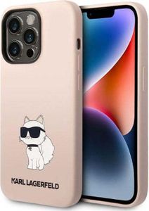 Karl Lagerfeld Pouzdro Liquid Silicone Choupette iPhone 14 Pro Pink
