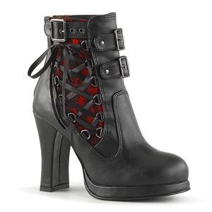 CRYPTO-51 DemoniaCult členkové topánky na platforme čierno-červený kožený vzhľad šnurovanie korzet