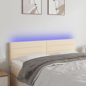 vidaXL LED čelo postele krémové 144x5x78/88 cm Látka