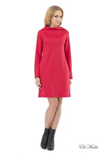 Damen Minikleid A-Form Kleid Tunika mit Kragen; Rot/S/36
