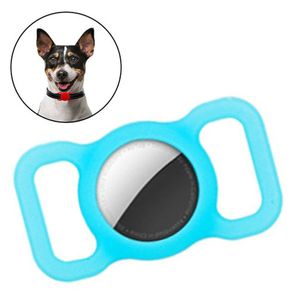 Silikon flexible Abdeckung Haustier Anhänger Hund Tierhalsband Katzenhalsband Schlaufen fall kompatibel mit Apple AirTag Blau