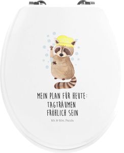 Mr. & Mrs. Panda Motiv WC Sitz Waschbär - Weiß - Geschenk, Fröhlich, Tiere, Toilette, Toilettendeckel, waschen, WC-Sitz, Klobrille, Gute Laune, Tagträumen, Klodeckel