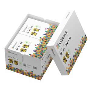 Papier do tlačiarne Infowerk kopírovací papier 5000 listov 10 x 500 A4 80g prémiový žiarivo biely víťaz testu PEFC