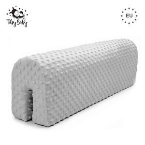 Bettkantenschutz für Kinderbetten 90 cm - Schutz für Bettrahmen Kantenschutz Kinder Babybett Hellgrau Minky