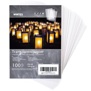 WINTEX 100 Blatt Transparent Papier DIN A6, weiß & bedruckbar, 102 g/qm – transparentes Bastelpapier, Pauspapier, Architektenpapier, Tracing Paper, Laternenpapier