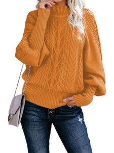 Einfarbiger Lässiger Langärmeliger Warmer Herbst/Winter-Pullover Mit Mittlerem Halsausschnitt Für Damen,Farbe:Ingwer,Größe:M