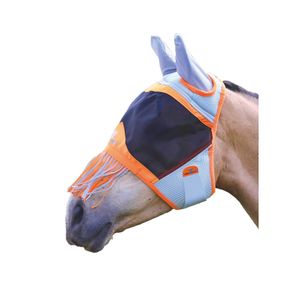 Shires - Pferde Fliegenmaske mit Ohren, Fransen, Air Motion-Material ER184 (Cob) (Orange)