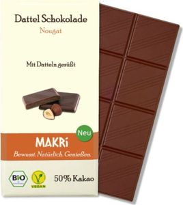 Makri Dattel Schokolade Nougat 50% -- 85g Makri Dattel Schokolade Nougat 50% -- 85g