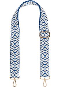 styleBREAKER Taschen Schulterriemen mit Azteken Muster, Wechsel Taschengurt mit Karabinerhaken, verstellbar, Unisex 02013015, Farbe:Blau-Weiß