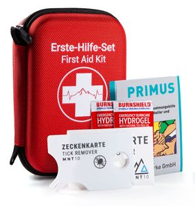 MNT10 Notfall Erste Hilfe Set Outdoor I Inhalt aus Deutschland nach DIN 13167 | First Aid Kit + Zeckenkarte + Beatmungshilfe I Mini Erste Hilfe Set für Kinder, Fahrrad, Wandern oder als Reiseapotheke