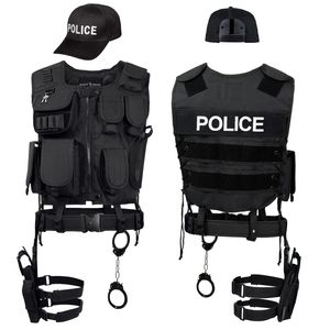 SWAT FBI POLICE SECURITY TASK FORCE DEA NYPD SHERIFF Kostüm inkl. Einsatzweste, Pistolenholster, Gürtel, Handschellen, Baseball Cap - XS/S - POLICE