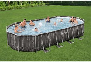 Bestway Power Steel 732x366x122 Cm Stahl Ovaler Poolrahmen Oberirdisch  25495 Liters  25495 Liters