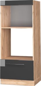 Vicco Mikrowellenschrank Fame-Line, 60 cm offen, Anthrazit Hochglanz/Goldkraft Eiche