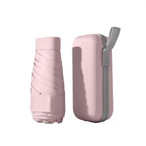 Regenschirm, Mini Regenschirm, Taschenschirme, Kompakter Regenschirm Mini Faltbarer Reise Regenschirm Klein Mit Etui, Uv-Regenschirm (Rosa)