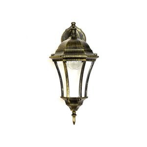 Landhaus Wandlampe Vintage Metall Gold Glas E27 Außenleuchte Antik Balkon Lampe Gartenbeleuchtung
