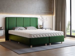 Boxspringbett 180x200 Carlos - Bett mit Matratze, Samtstoff, Holzfüße - Minimalistisches Design - Grün (Kronos 19)