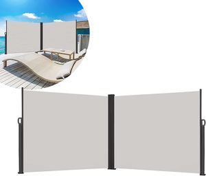 ACXIN Seitenmarkise Ausziehbar Sichtschutz Windschutz, Seitenwandmarkise Markisenstoff für Balkon und Terrasse, (200x600cm, Grau)