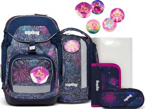 ergobag Schulranzen Super Reflex Glow-Edition Pack-Set 6-teilig Bärlaxy dunkelblau