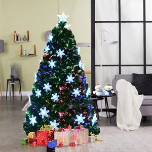 COSTWAY 180 cm LED Weihnachtsbaum beleuchtet mit Glasfaser-Farbwechsel künstlicher Tannenbaum Grün