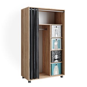 Vicco Kleiderschrank Doros, 100 x 168 cm offen, mit Rollen, Sonoma