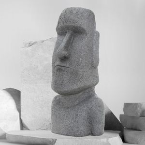 ECD Nemecko Figúrka hlavy Moai Rapa Nui, 78 cm, sivá, z liatej kamennej živice