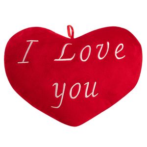 Deuba Herzkissen I Love You Liebe 26cm flauschig weich gestickter Schriftzug Plüschherz Plüschkissen Kissen Kuschelkissen, Größe:32 cm