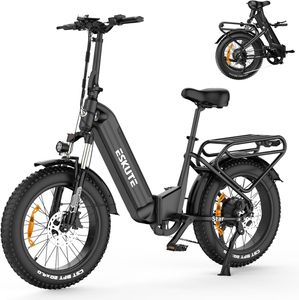 ESKUTE E-Bike Star, elektryczny składany rower miejski LED z czujnikiem momentu obrotowego Akumulator Samsung 36V 25Ah, do 120km, 20-calowy składany rower elektryczny 25km/h