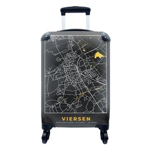 MuchoWow® Koffer Handgepäck Trolley Rollkoffer Kleine Reisekoffer mit 4 Rollen - Schwarz und Gold - Stadtplan - Viersen - Deutschland - Karte - Cabin Size < 55x40x23 cm & 55x40x20 cm - Fotokoffer - Kabinenkoffer - Boardgepäck - Reise-Box - Reisekoffer - Reisegepäck - Koffer mit Bild - Trolley für Kinder