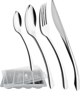 GRÄWE Mehrwegbesteck 200-teilig aus Kunststoff, für 50 Personen, silber inkl. Gastrokasten & Deckel