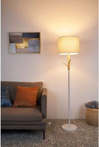 Pauleen Stehleuchte Grand Romance 160cm Beige Holz Weiß max. 20W E27 ohne Leuchtmittel mit Schalter