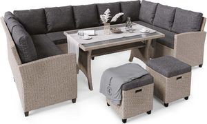 di volio Polyrattan Sitzgruppe LIVORNO - Lounge Gartenmöbel-Set mit Ecksofa, Tisch & 2 Hockern - Loungemöbel in Rattan-Optik inkl. eine Fleecedecke di volio Polyrattan Sitzgruppe LIVORNO - Lounge Gartenmöbel-Set mit Ecksofa, Tisch & 2 Hockern - Loungemöbel in Rattan-Optik inkl. eine Fleecedecke