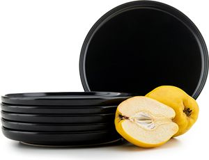 Konsimo sada talířů VICTO sada nádobí dezertní talíře 6 ks, černá, keramika, půda, 20 cm