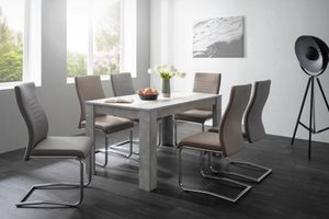 Tisch mit wendbarer Mittelplatte, Betonfarbe mit wendbarer schwarz-weißer Platte, 138 x 74 x 80 cm.