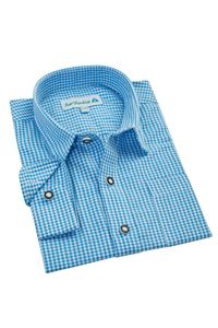 Isar-Trachten Kinder Trachtenhemd langarm blau kariert 003545 Größe: 164